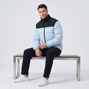 Veste matelassée colorée pour homme, fermeture éclair intégrale, veste d'hiver chaude, col haut, vêtements d'extérieur décontractés - Product Image 4