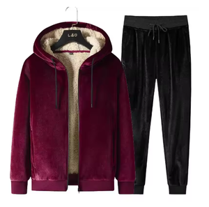 Chándal de Forro Polar Negro para Hombre, con Capucha, Manga Larga, Informal, para Invierno, Color Sólido, Material de Poliéster y Algodón, Corte Regular, Estilo Jogger - Product Image 6