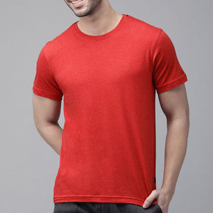 T-shirts décontractés en jersey de coton tricoté à manches courtes, couleur noire unie, col rond, pour l'été, style streetwear, idéaux pour la gym et les musculations. - Product Image 3