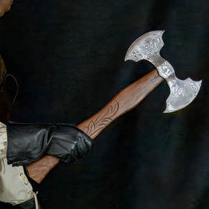 Hache à double tête Damas en acier à motifs de haute qualité, durable, pour camping, chasse et fendage de bois en extérieur - Product Image 1