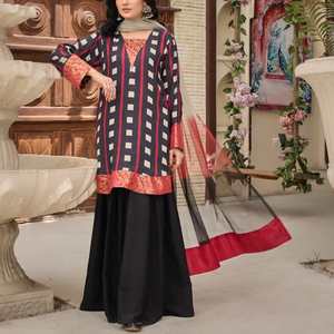 Traje de Mujer de 3 Piezas Personalizado en Talla Adulta, Estilo Pakistaní, Camisa Estampada, Pantalón y Dupatta de Algodón - Product Image 6