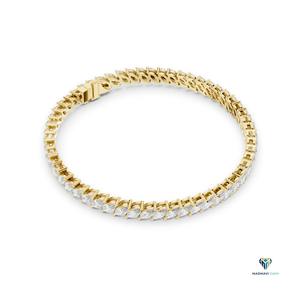 8.40 CT Yellow <b>Gold</b> Marquise Lab Grown Diamond Bracelet in 14K <b>Solid</b> <b>Gold</b>, 7 Inch Statement Tennis Bracelet - Product Image 4