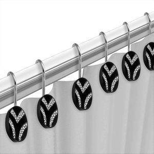12pc Classic Luxury Fabric Bathroom Shower <b>Curtain</b> Set with Unique Design & <b>Hooks</b> - Product Image 3