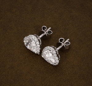 Bijoux fins, boucles d'oreilles en argent 925 avec diamants de laboratoire, taille brillant, couleur E - Product Image 3