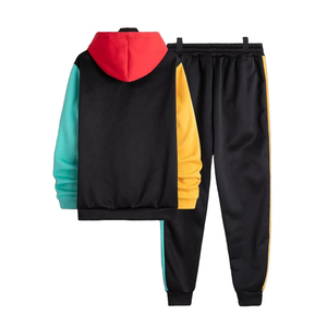 Conjunto Deportivo Unisex con Capucha y Bloques de Color, Sudadera de Manga Larga con Cordón, Ropa Deportiva Informal de Otoño para Adultos, Pantalones Deportivos con Bolsillos Laterales - Product Image 6