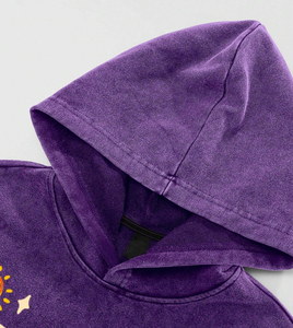 Sudadera con capucha morada personalizada con lavado ácido, gráfico de esqueleto, oversize, de algodón de alto gramaje, estilo vintage - Product Image 4