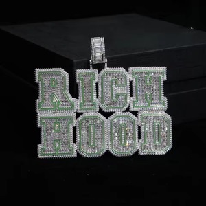 Iced Out Moissanite Letter Name <b>Pendant</b> 925 <b>Silver</b> Baguette Cut Hip Hop Letter Charms Men Jewelry Custom <b>Initial</b> Letter <b>Pendant</b> - Product Image 3