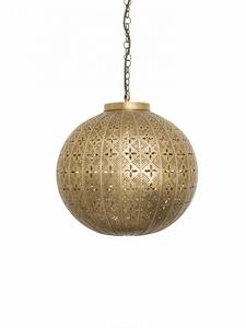 Moroccan <b>Brass</b> Hanging <b>Lantern</b> with etched pattern and gold finishing for home decoration - Product Image 1