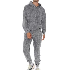 Jersey de lavado ácido de lujo para hombre, conjunto de joggers con capucha, tejido polar de Color personalizado, chándal de lavado ácido de estilo informal para entrenamiento - Product Image 1