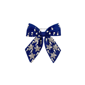 Nouveau Nœud Cheveux Tendance en Tissu Perlé avec Perles et Étoiles – Accessoire Femme Personnalisé de Haute Qualité - Product Image 1