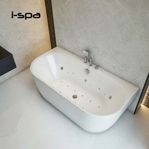 Bañera de Hidromasaje Acrílica Blanca Moderna y Lujosa, Independiente, con Remolino Rectangular para Baño de Hotel - Product Image 1