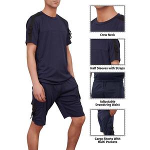 Men's Summer Casual Quick Dry T-Shirt Shorts <b>Set</b> Solid Color Crew Neck Polyester/Cotton High Street Casual Summer <b>Set</b> - Product Image 6