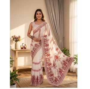 Sari de georgette suave de diseñador, el más vendido, con bordado de lentejuelas y elegante borde tradicional, disponible al mejor precio. - Product Image 1
