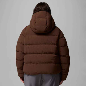 Chaqueta Acolchada Marrón para Mujer con Capucha, Manga Larga, Abrigo de Invierno, Relleno Grueso de Poliéster, Cierre de Cremallera, Corte Corto - Product Image 3