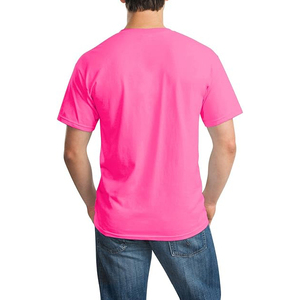 T-shirt en coton rose pour homme, coupe classique, manches courtes, col rond, couleur unie, jersey décontracté, design uni - Product Image 3