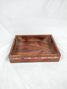 Plateau de table bouddhiste en bois massif poli, fait main et personnalisé, pour la décoration de la maison, la cuisine, les desserts et les gâteaux - Product Image 5