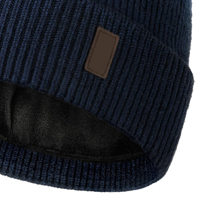 Gorro de Punto Personalizado con Forro de Satén para Hombre y Mujer, Gorro de Invierno Cálido Azul Marino, Gorro de Lana con Forro de Seda, Gorro para Protección del Cabello - Product Image 6