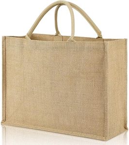 Sac de courses en toile de jute écologique, pas cher, grand format, avec poignée supérieure, pour les courses - Product Image 3