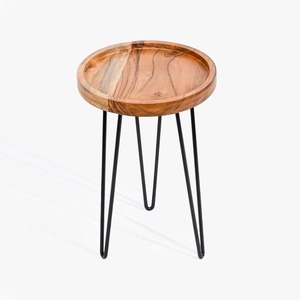 handmade premium quality Round Side Table Mosaic Wood Top Metal Hairpin Leg Accent Stool for Living Room Bedroom - Product Image 5