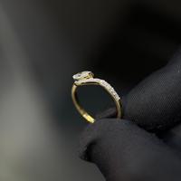Anillo de Oro de 14K con Diamantes Cultivados en Laboratorio, Corte Marquesa y Redondo, para Mujer, Joyería Fina