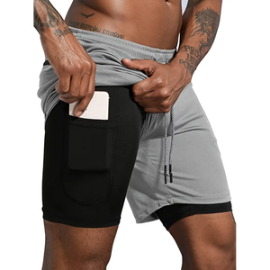 Shorts de sport décontractés pour hommes en coton 100% respirant et écologique, taille mi-haute, tricoté, extensible, idéal pour la gym et la plage - Product Image 2