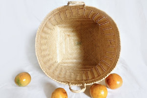 Panier en bambou fait main de haute qualité avec poignées, panier de rangement tissé thaïlandais, vente en gros, fournisseur d'usine OEM - Product Image 3