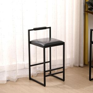 Set di 2 Sgabelli da Bar Neri con Schienale, Altezza Bancone, Rivestiti in Pelle PU, con Poggiapiedi - Product Image 2