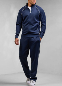 Último Diseño OEM Personalizado, Chaqueta y Pantalón con Cierre Completo en Azul Marino, Traje Deportivo de Dos Piezas para Hombre, Ropa Deportiva Transpirable - Product Image 3