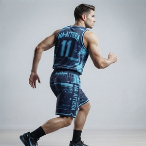 Ma-Attiera Ensemble Maillot et Short de Basketball pour Homme, Impression par Sublimation, Polyester Respirant, Tenue d'Équipe, Taille Adulte - Product Image 4