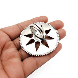 Vintage Design <b>Adjustable</b> <b>Ring</b> With Brilliant Round Cut Multi Green Onyx Gemstones Star Design 925 Sterling <b>Silver</b> Boho <b>Ring</b> - Product Image 4