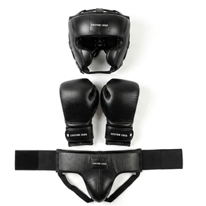 Custom Logo Boxing Set Cowhide Leather <b>Head</b> guard Gloves Abdominal Guard Protective <b>Training</b> Gear All Seasons - Product Image 1