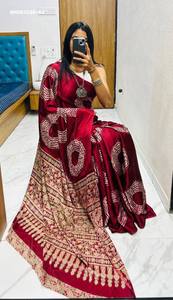 Best Fabric Semi Gajji Soft Silk with Printed Lagdi <b>Saree</b>-<b>Blouse</b> Collection Woman Fashion Manufacturer At Wholesale Rate - Product Image 4