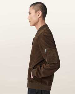 Men's Rokko Relaxed <b>Suede</b> Bomber <b>Jacket</b> | Premium Goat <b>Suede</b> <b>Leather</b> Outerwear | OEM Manufacturer - Product Image 4