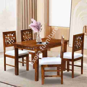 Juego de Comedor de Madera Maciza Hecho a Mano de Lujo para 4 Personas, Acabado de Madera Maciza Premium, Decoración Tradicional para el Hogar - Product Image 6