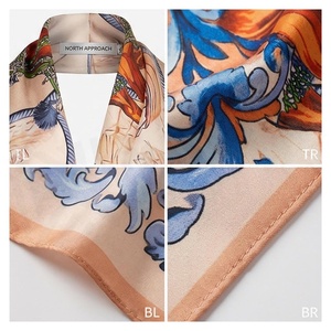 NORTH APPROACH Women's <b>Square</b> <b>Silk</b> <b>Scarf</b> Floral Print Elegant Multi-Functional Fashion Accessory All Seasons - Product Image 4