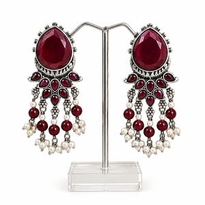 Proveedor Confiable de Pendientes Colgantes Étnicos de Plata Oxidada con Corte de Pera para Mujer, Venta al por Mayor Directa de Fábrica ARTS JEWELS - Product Image 1