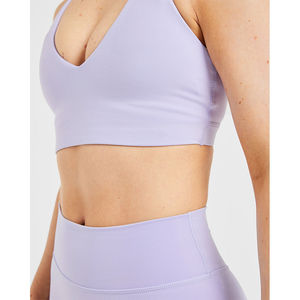Soutien-gorge de sport en gros, couleur lavande pastel, avec bretelles réglables au dos, décolleté en V, haute performance, nouveau soutien-gorge de sport pour femme - Product Image 1