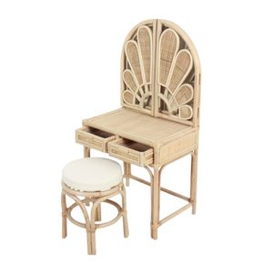 Toddler Rattan <b>Vanity</b> Set Children Furniture Nursery Room Woven <b>Makeup</b> Table Factory Price Cheap High Quality Hot Sale Wholesale - Product Image 2
