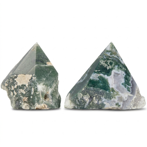 Tour de cristal en agate mousse naturelle en gros avec base brute pour la décoration intérieure, la guérison Reiki, les pierres énergétiques et les spécimens minéraux - Product Image 2