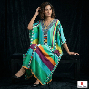 Printed <b>Kaftan</b> Dress Women Loose Fit Comfortable <b>Summer</b> Beach Wear Lightweight Fabric Island Style Bulk Supply - Product Image 4