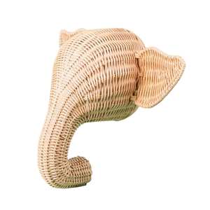 Tête d'éléphant en osier à suspendre, décoration murale pour chambre d'enfant, grande tête d'animal en rotin pour salle de jeux des enfants - Product Image 6