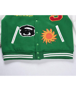 Veste de sport verte pour homme, coupe classique, polyester et coton, broderie, appliqué, patchwork, streetwear, vêtements d'automne - Product Image 6