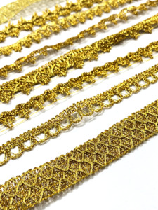 Precio al por mayor, superventas, encaje metálico ecológico personalizado con hilo dorado, lentejuelas con patrón animal, cinta de encaje étnica - Product Image 3