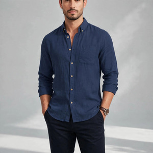 Chemise décontractée pour homme à manches courtes, col boutonné, imprimé numérique beige, tissu sergé en coton respirant, idéale pour l'été - Product Image 1