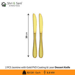 Jasmine Laser 7 <b>Cutlery</b> Stainless Steel Utensils with <b>Gold</b> PVD Coating - Product Image 4