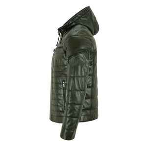 Veste en cuir pour homme en gros – Veste matelassée 100 % cuir d'agneau véritable, qualité supérieure, teinte unie - Product Image 3