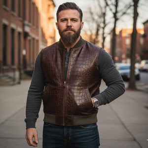 Chaleco de Motocicleta para Hombre, de Cuero Genuino, Transpirable, Resistente al Viento, para Otoño, con Patrón a Rayas/Cuadros/Liso, Estilo Unisex - Product Image 3