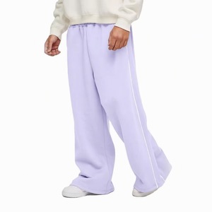 Custom High Quality Unisex Straight Leg <b>Lounge</b> Jogger <b>Pants</b> <b>for</b> <b>Men</b> 100% Cotton Casual Black French Terry Wide Leg Sweatpants - Product Image 2