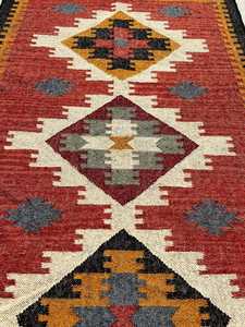 Alfombra Rectangular Hecha a Mano por Krafterscustom, Diseño Geométrico Kilim, Ecológica, de Lana y Acrílico, para Sala de Estar, Fácil de Limpiar - Product Image 3