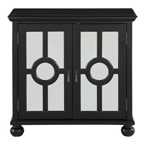Mobile Contenitore Classico con Finitura Nera Anticata, 1 Pezzo, Stile Moderno Tradizionale, con Ante a Specchio e Maniglie Pendenti, in Legno, per Soggiorno - Product Image 2